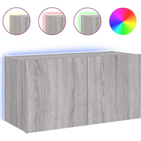 Maison Exclusive - TV-Wandschrank mit LED-Leuchten Grau Sonoma 80 (1/5)