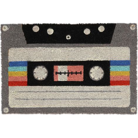 Relaxdays Felpudo Entrada Casa, Coco, Diseño Retro de Cassette, 60x40cm, Antideslizante, Interior y Exterior, Multicolor