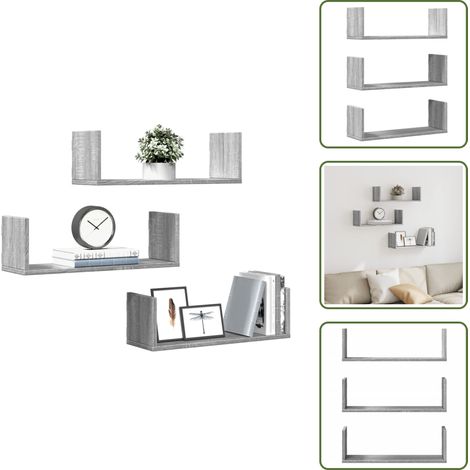 Wandregale 3 Stk. Grau Sonoma 58x18x18 cm Holzwerkstoff - Wandregal - Wandregale - Schweberegal - Hängeregal (1/5)