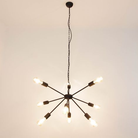 Pendelleuchte Metall Retro Ø 77 cm für 9x E27 Sputnik Design Hängeleuchte Esstisch Hängelampe Wohnzimmer