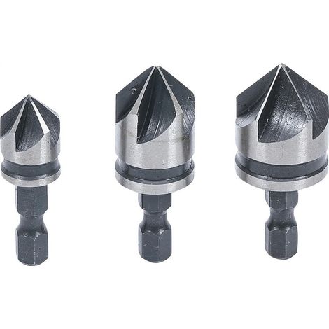 Assortiment de 3 embouts de fraisage coniques pour visseuse 12-16-19 mm (1/4)