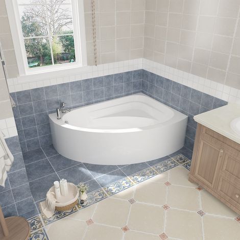 Aquariss Modern Corner Acyrlic Bath Back to Wall Bathtub White 1500 x 1040mm Right Handed (1/2)