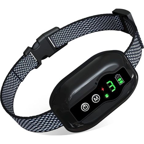 Collier de dressage anti-aboiements pour animaux de compagnie, collier électronique anti-aboiements étanche pour chiens de grande, moyenne et petite taille, 5 sensibilités réglables (noir) (1/5)