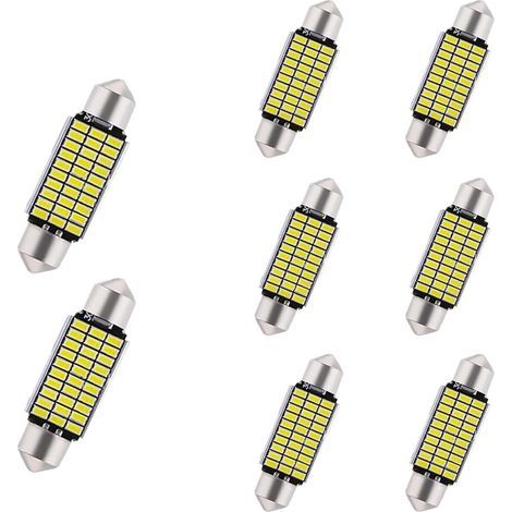 8pc Car LED Bulbs, Canbus Error Free, 39mm, 12V, 6500K, 600LM, 33MSD-3014 Chipset LED Bulbs, CW5 Car Interior Dome Lights, License Plate Bulbs, White (1/5)