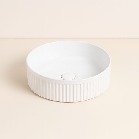 Lavabo 37 cm tondo Roma cannettato da appoggio bianco lucido (1/3)