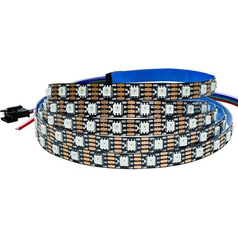 WS2815 12V RGB Dual Signal Pixel Strip 120 LEDs IP30 Flexible Full Colour Programmable LED Strip Individually Addressable for DIY, Advertising Decoration (1/5)