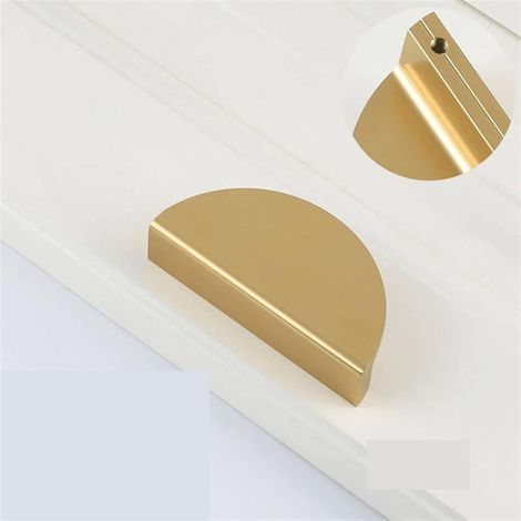 Poignées 2 Pack Crescent Moon, Poignées de meubles modernes en aluminium pour le salon, cuisine, bureau, armoire de chevet, or (1/4)