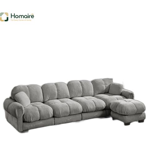 Canapé modulable en chenille gris avec accoudoirs 330 x 149 x 90 cm HOMAIRE (1/5)