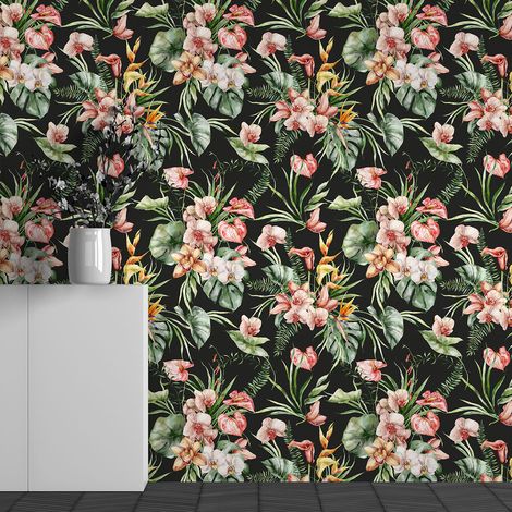 Papier peint panoramique - Motif Fleurs tropicales - 512 cm x 320 cm (1/3)