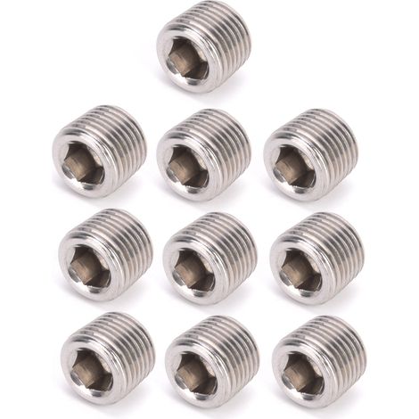 Bouchon fileté mâle BSPP 3/8 pouce, tête hexagonale en acier inoxydable 304, lot de 10 pièces pour raccord de tuyauterie. (1/4)
