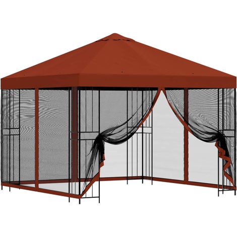 Garden Gazebo with Sidewalls 3 x 3 m Terracotta vidaXL
