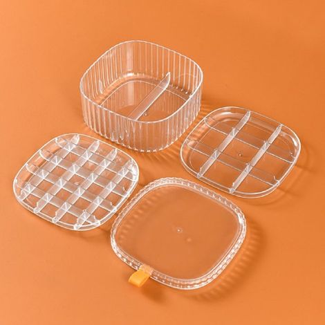Trade Shop - Stapelbare transparente Box 3 Schichten Deckel Schmuck Box Frauen Lagerung - (1/5)