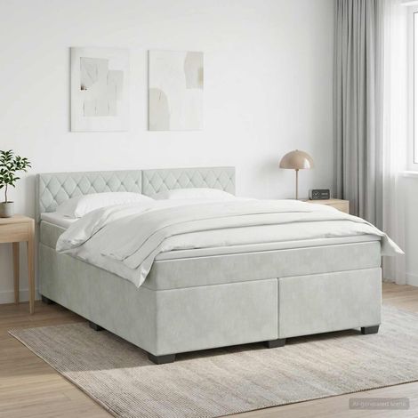 Lit boxspring avec matelas Gris clair 140 x 190 cm Velours (1/5)