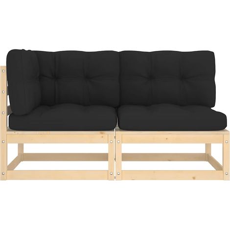 Set Divani da Giardino 2 pz Salotto da Giardino con Cuscini Legno Massello Pino (1/5)