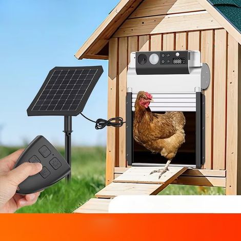 Porte automatique pour poulailler domestique, avec capteur de luminosité et télécommande solaire, volet roulant automatique