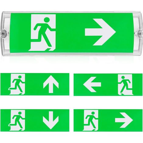 Éclairage de secours LED, IP65, lumière continue, lampe de secours, panneau de sortie de secours avec batterie de secours 3H, 4 pictogrammes de sortie de secours, 100 perles de lampe étanche, lampe de (1/5)
