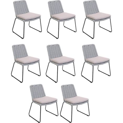 Home Deluxe Silla de jardín de mimbre BALERO gris claro - lote de 6 (1/5)