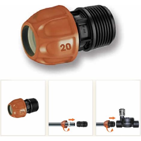 Multipack 20 pz raccordi diametro mm 20 filetto 1" maschio tubo polietilene