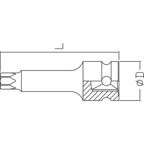Cle a douille torx male renforcee t25 1/2