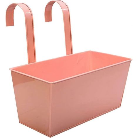 Pot de fleurs suspendu métal jardinière à suspendre pour clôture avec trous de drainage et crochets amovibles rose pour balcon clôture et terrasse (1/5)