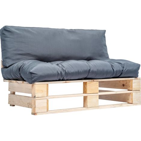 Outdoor-Sofa Paletten mit Kissen in Grau Kiefernholz