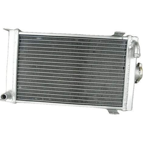 Radiador de aluminio, dimensiones totales 410 mm x 210 mm x 100 mm, tamaño del núcleo 300 mm x 200 mm x 62 mm, compatible con karts con engranajes, construcción ligera, material duradero. (1/5)