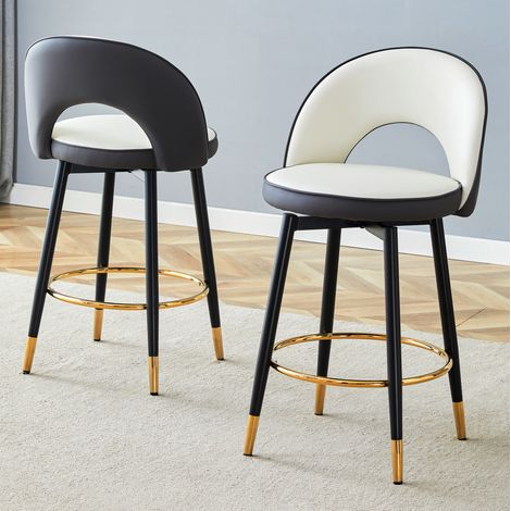 Sgabello da bar girevole 360° set da 2, PU, 44 x 44 x 91,5 cm, grigio scuro e bianco HAVRYA (1/5)
