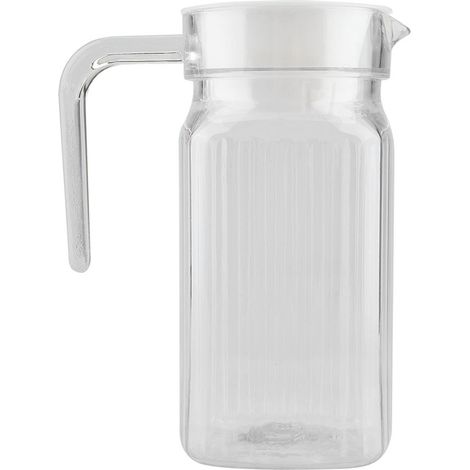 Bouteille de jus acrylique transparente 500ml à rayures, pichet à eau glacée avec couvercle pour bar et maison (1/5)