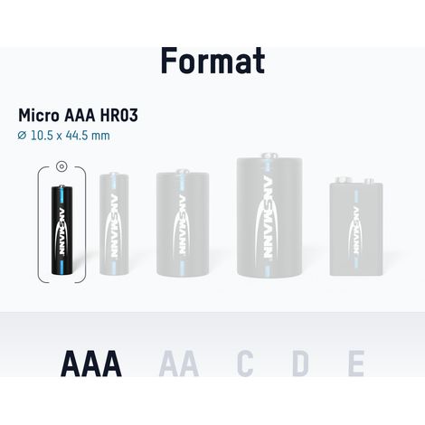 ANSMANN Piles rechargeables HR03 Phone 800 mAh (lot de 4)