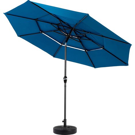 Parasollo da Giardino 294 cm, rotondo, inclinabile, con manovella, tessuto in poliestere a 3 strati di alta qualità, mobili da giardino - Blu chiaro