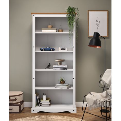 Corona White Large Bookcase Tall 5 Shelf