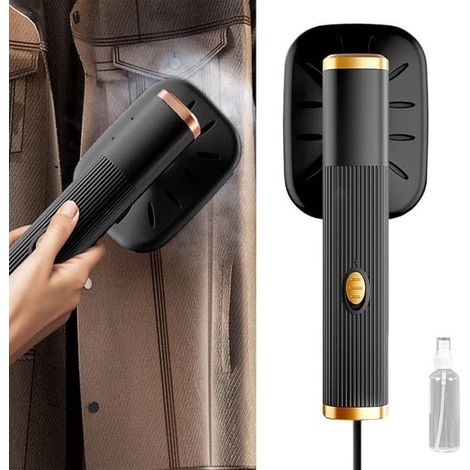 Fer à repasser - Fer à vapeur - Mini fer à vapeur portable - Fer de voyage - Semelle en titane - Coloris noir et or - Défroisseur vapeur compact - Utilisation sur vêtements secs et humides... (1/5)
