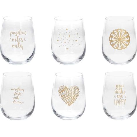 Lot de 6 verres 470 verres décorés effet or (1/2)