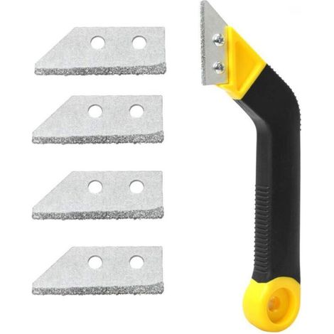 Grattoir de nettoyage à coulis avec 4 lames de rechange et suceur plat, pour les portes et fenêtres de salle de bain (1/4)