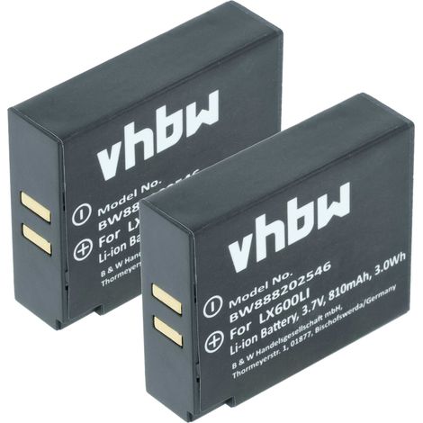 vhbw 2x Akku Ersatz für Eartec LX600LI für Wireless Headset Kopfhörer (810 mAh, 3,7 V, Li-Ion)
