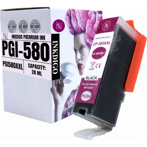 Inchiostro Inkdigo PGI580BK compatibile con Canon Pixma TR7520 TS6150 TR8550 TS705, certificato TÜV. (1/5)