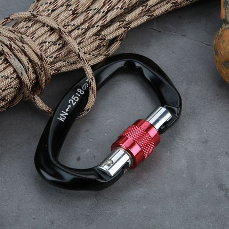 XINDA Connecteur de sécurité en forme de D Accessoires de protection pour l'escalade (Noir) (1/5)