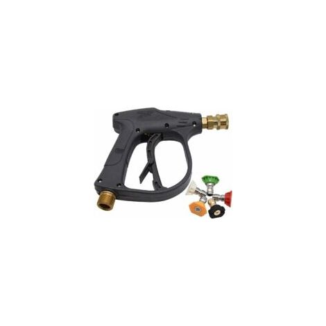 Pistola per pulizia ad alta pressione con 5 ugelli, 4000 PSI, lancia schiumogena con attacco rapido da 1/4 di pollice, filettatura esterna M22, adatta per il lavaggio auto. - Crezuo (1/4)