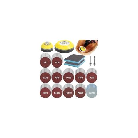 Dischi abrasivi Pomare da 120 pezzi, tamponi da 50 mm e 75 mm con supporto in carta vetrata, grane 80, 120, 180, 240, 320, 480, 600, 800, 1000, 1200, 1500 e 3000 per auto, metallo e legno. (1/4)