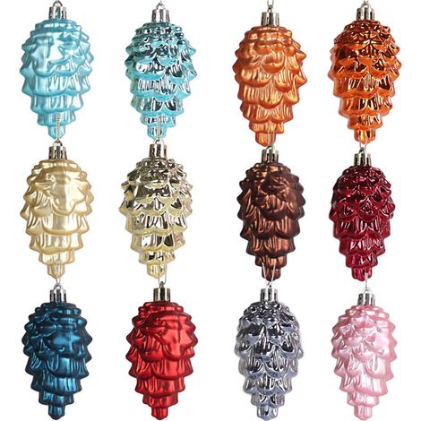 Pendentif Pomme De Pin - En Plastique Écologique - Résistant Aux Chocs - Pour Décoration De Noël Intérieur Et Extérieur - 8 Pièces (1/5)