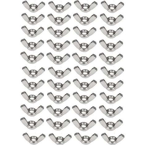 Lot de 50 écrous à oreilles en acier inoxydable 304 M6 (1/4 pouce) - Matériel de fixation à rotation manuelle
