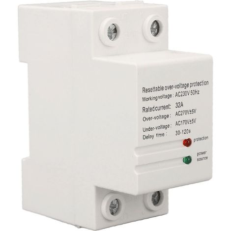 32A AC230V 50Hz Überspannungs-/Unterspannungsschutzgerät, DIN-Schienenmontage, automatische Rückstellung, Überspannungsschutzvorrichtung, Eingang unten, Ausgang oben (1/5)