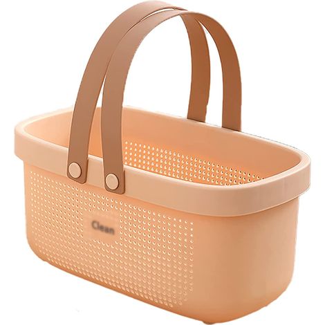 Panier De Salle De Bain - Panier Portable En Plastique Avec Poignée En Silicone - Pour Articles De Toilette Et Soins Personnels - 1 Pièce (1/5)
