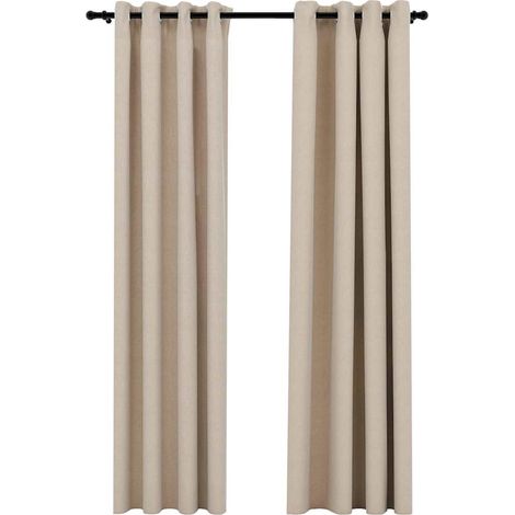 Maison Exclusive - Tende Oscuranti Effetto Lino con Occhielli 2pz Beige 140x225 cm