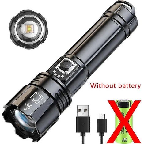 Lampe torche puissante Lep rechargeable USB, zoomable, lampe torche d'urgence, projecteur ultra-lumineux, longue portée, lanterne tactique de camping (1/5)