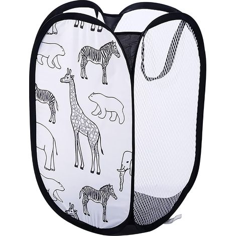 Paniers à linge pliables en filet avec poignées pour la maison, la salle de bain, la chambre, la résidence étudiante, la buanderie ou les voyages - Noir (1/5)
