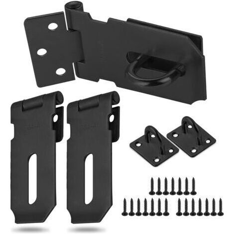 3-teiliger Vorhängeschlossriegel mit Schrauben, Türschloss aus Edelstahl, Riegelriegel für Schrank, Schublade, Garagentor, Gartentor, Werkzeugteil (Schwarz, 3 Zoll)