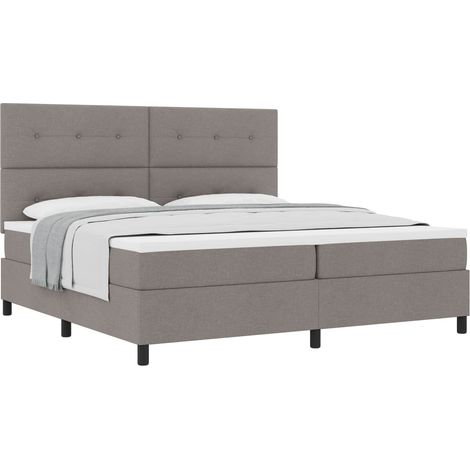Maison Exclusive - Lit à ressorts avec tête de lit Taupe 200 x 200 cm tissu (1/5)
