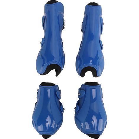 Guêtres pour chevaux en PU élastique, respirantes et épaisses, pour la protection des tendons des membres antérieurs et postérieurs. Bleu, lot de quatre, taille XL. (1/5)