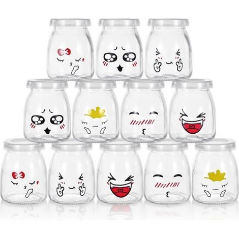 Pot Yaourt - Verre 150 ml - Couvercle Hermétique Inclus - Usage Cuisine et Conservation - Lot de 12 (1/4)